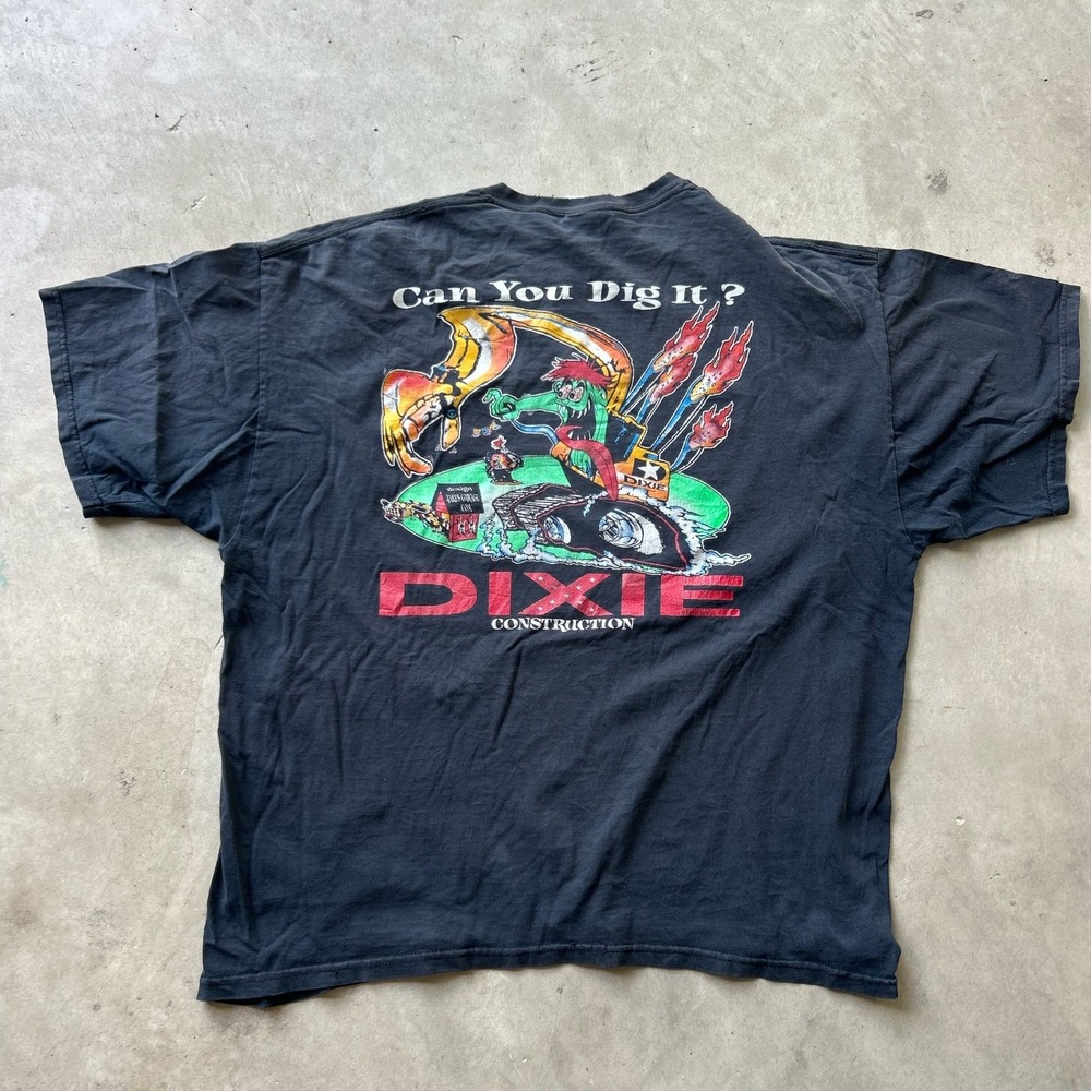 Dixie Construction Can You Dig It Graphic T-Shirt Black 2XL Gildan Ultra Cotton